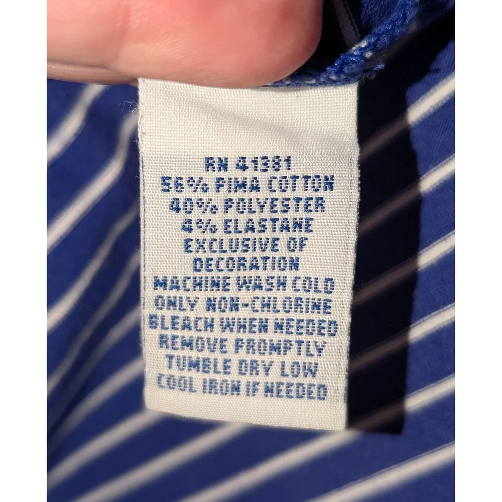 Polo Golf Ralph Lauren Men XL Performance Blue White Stripe Wyndham Championship
